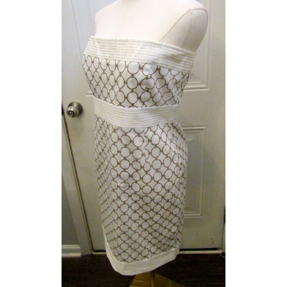 Gretchen Scott Designs Strapless Dress Sheath Mini Lined White Gold Lined Size S - Picture 4 of 7